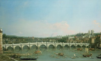 Westminster Bridge from the North with Lambeth Palace in Distance by Giovanni Antonio Canal